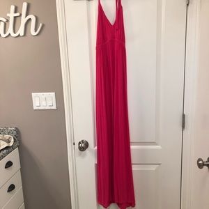 Bright pink Express halter maxi dress